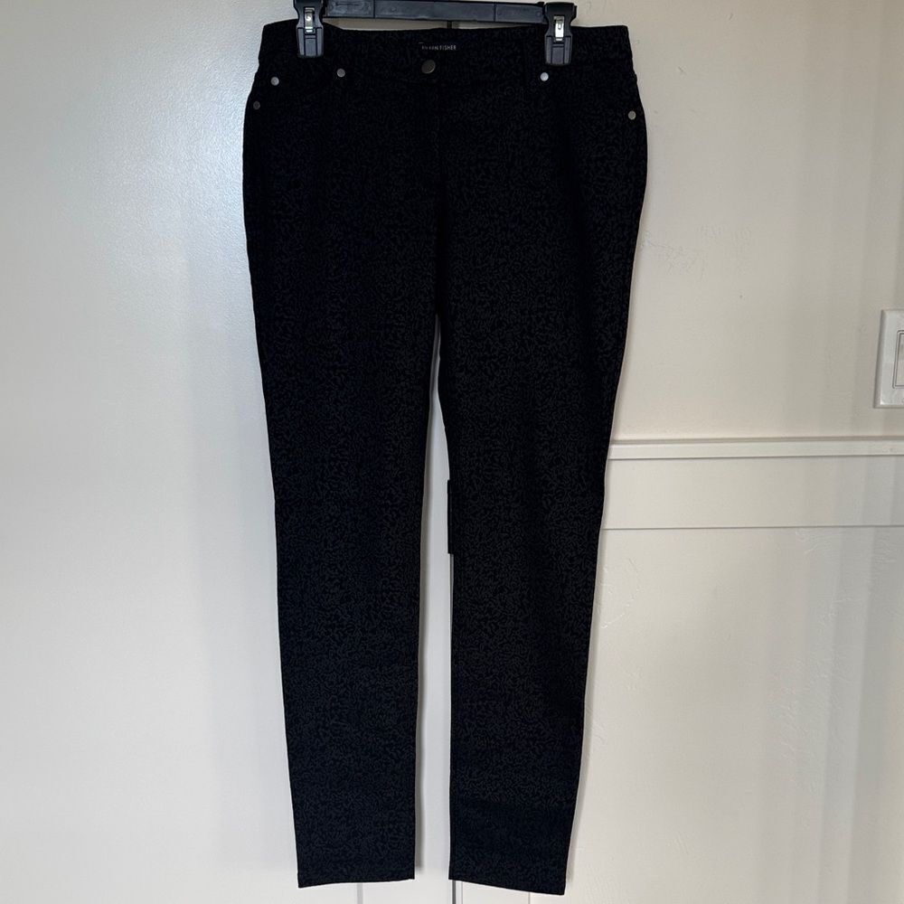 Eileen Fisher Textured Black and Gray Pants Slim Fit Casual Comfortable Size 10